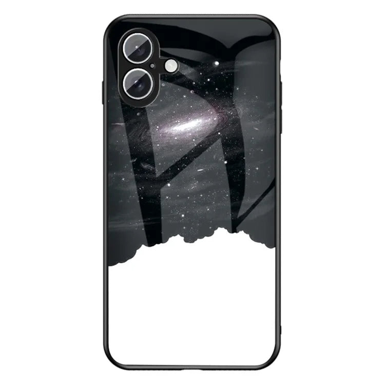 For iPhone 16 Plus Case Starry Sky Pattern Tempered Glass Phone Cover