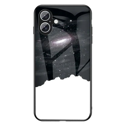 For iPhone 16 Plus Case Starry Sky Pattern Tempered Glass Phone Cover