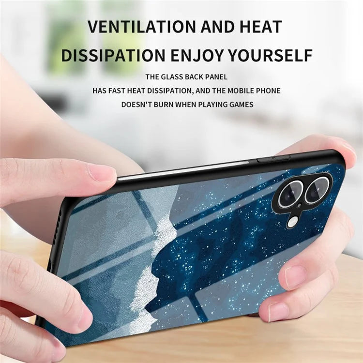 For iPhone 16 Plus Case Starry Sky Pattern Tempered Glass Phone Cover
