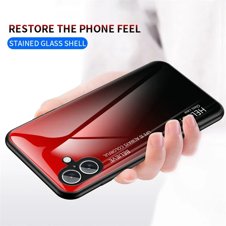 For iPhone 16 Plus Case Anti-Scratch Tempered Glass + PC+TPU Phone Cover