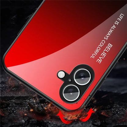 For iPhone 16 Plus Case Anti-Scratch Tempered Glass + PC+TPU Phone Cover