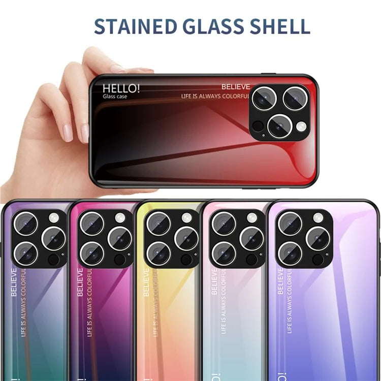 For iPhone 16 Pro Case Anti-Scratch Tempered Glass + PC+TPU Phone Cover