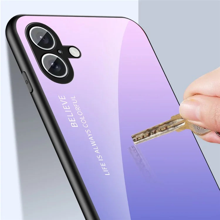 For iPhone 16 Case Anti-Scratch Tempered Glass + PC+TPU Phone Cover