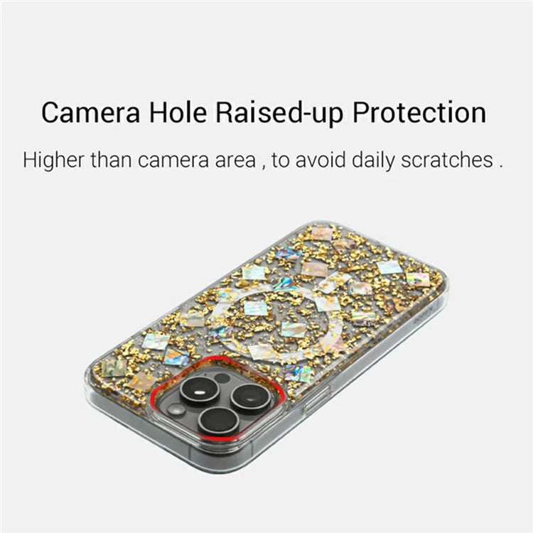 KZDOO Mag Flash Series for iPhone 16 Pro Max Case Compatible with MagSafe Seashell Shining TPU+PC Phone Cover