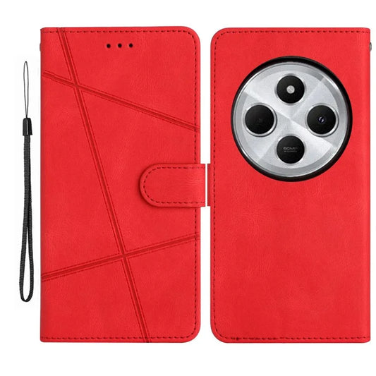 For Xiaomi Redmi 14C 4G Wallet Case Line Imprinted Skin-Touch Anti-Drop Leather Flip Phone Cover