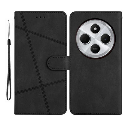 For Xiaomi Redmi 14C 4G Wallet Case Line Imprinted Skin-Touch Anti-Drop Leather Flip Phone Cover