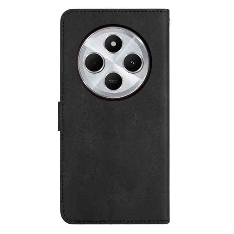 For Xiaomi Redmi 14C 4G Wallet Case Line Imprinted Skin-Touch Anti-Drop Leather Flip Phone Cover