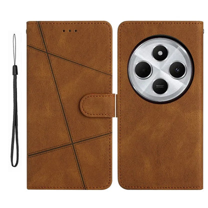 For Xiaomi Redmi 14C 4G Wallet Case Line Imprinted Skin-Touch Anti-Drop Leather Flip Phone Cover