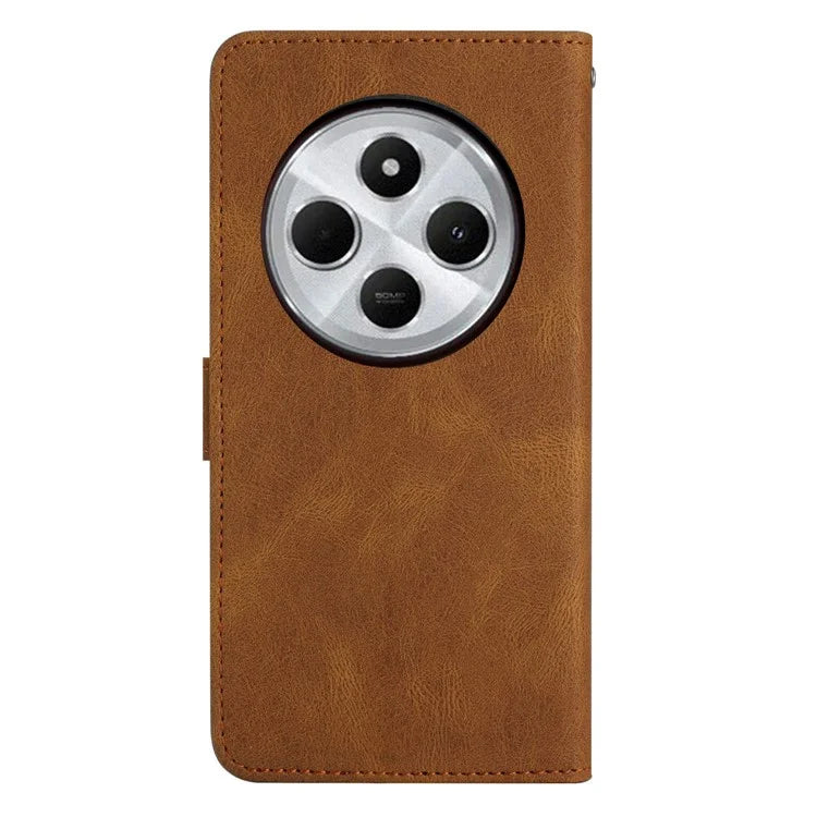 For Xiaomi Redmi 14C 4G Wallet Case Line Imprinted Skin-Touch Anti-Drop Leather Flip Phone Cover