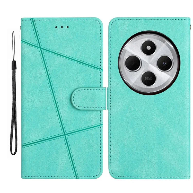 For Xiaomi Redmi 14C 4G Wallet Case Line Imprinted Skin-Touch Anti-Drop Leather Flip Phone Cover