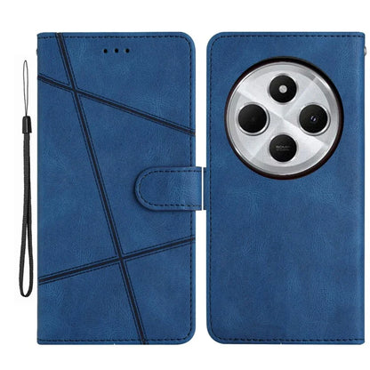 For Xiaomi Redmi 14C 4G Wallet Case Line Imprinted Skin-Touch Anti-Drop Leather Flip Phone Cover
