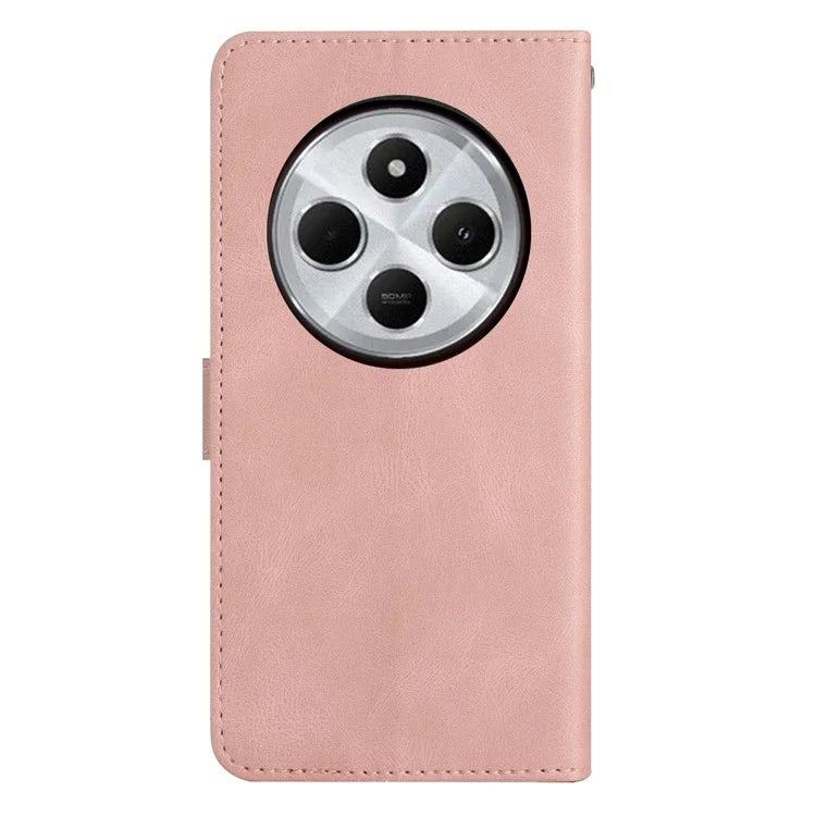 For Xiaomi Redmi 14C 4G Wallet Case Line Imprinted Skin-Touch Anti-Drop Leather Flip Phone Cover