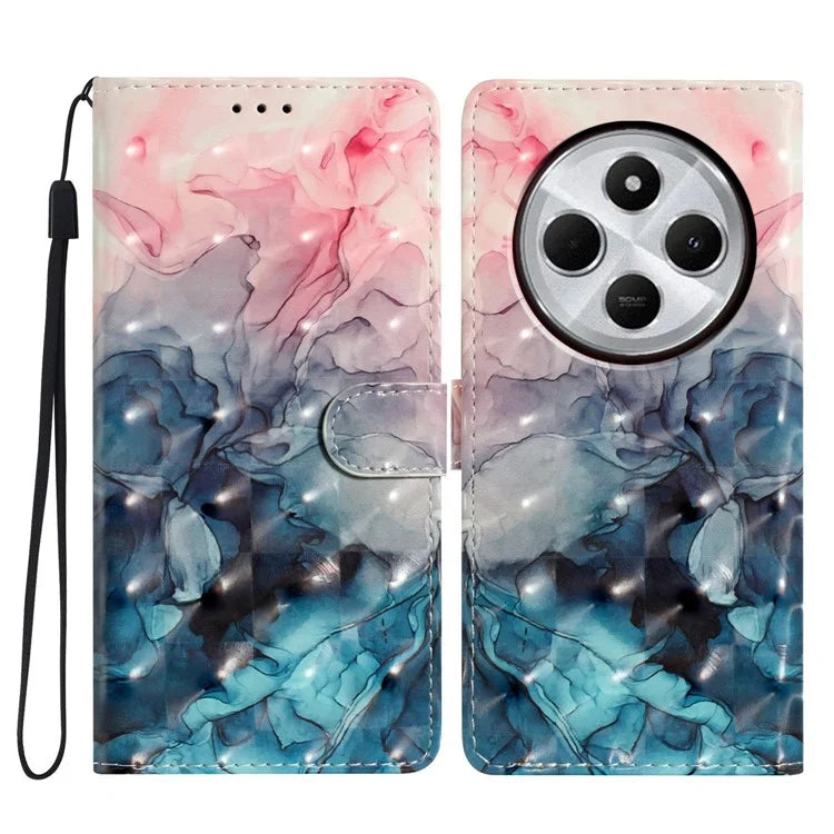 For Xiaomi Redmi 14C 4G Case PU Leather 3D Pattern Printing Wallet Phone Cover