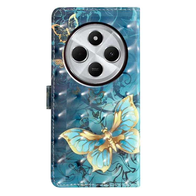 For Xiaomi Redmi 14C 4G Case PU Leather 3D Pattern Printing Wallet Phone Cover