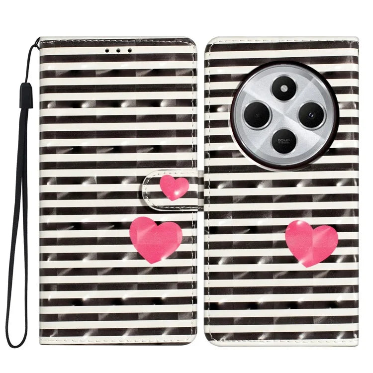 For Xiaomi Redmi 14C 4G Case PU Leather 3D Pattern Printing Wallet Phone Cover