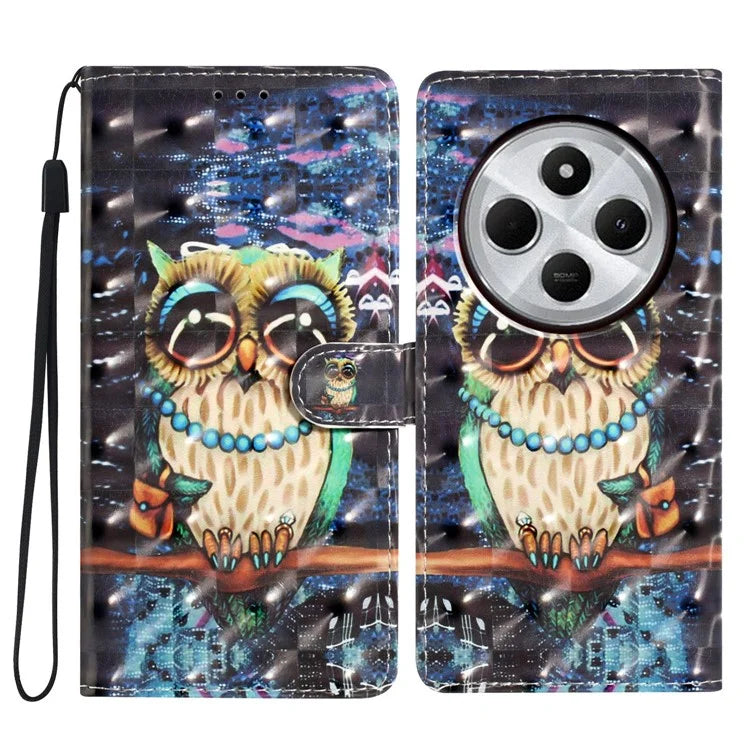 For Xiaomi Redmi 14C 4G Case PU Leather 3D Pattern Printing Wallet Phone Cover