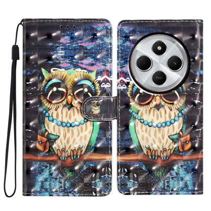 For Xiaomi Redmi 14C 4G Case PU Leather 3D Pattern Printing Wallet Phone Cover