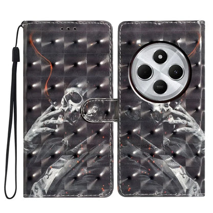 For Xiaomi Redmi 14C 4G Case PU Leather 3D Pattern Printing Wallet Phone Cover