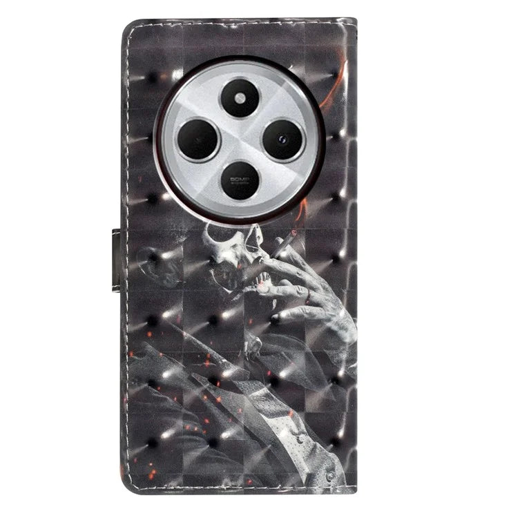 For Xiaomi Redmi 14C 4G Case PU Leather 3D Pattern Printing Wallet Phone Cover