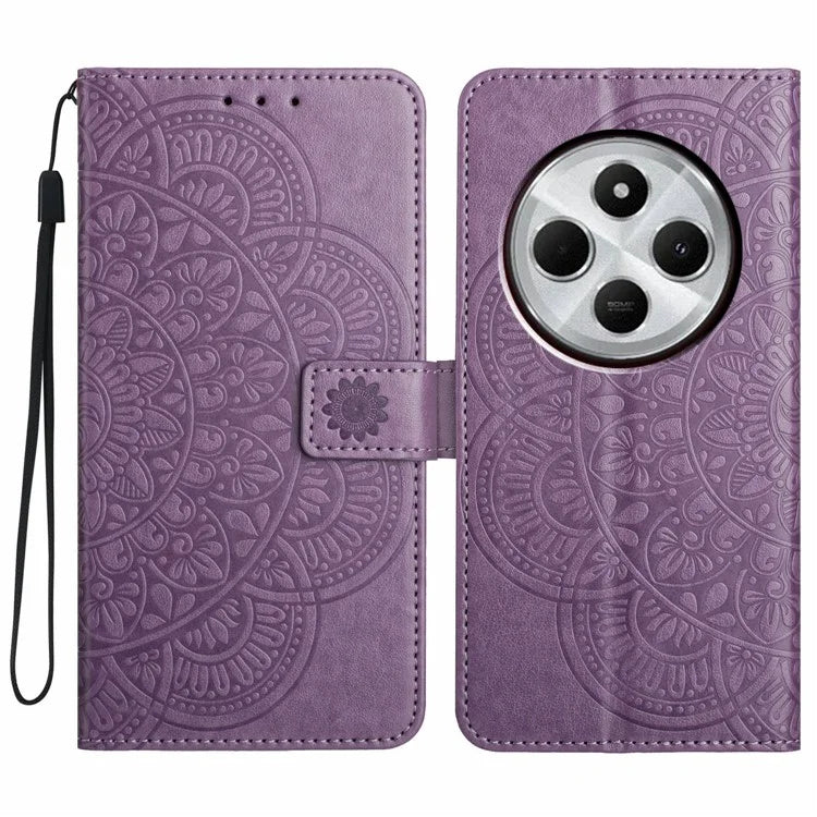For Xiaomi Redmi 14C 4G Leather Case with Card Slots Mandala Pattern Phone Cover Stand