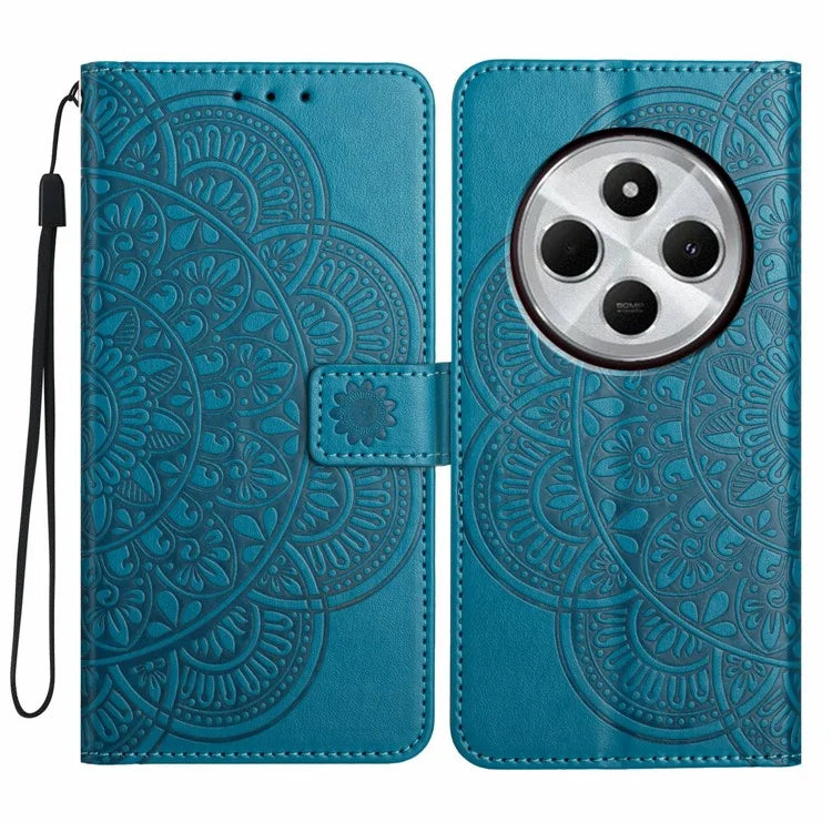 For Xiaomi Redmi 14C 4G Leather Case with Card Slots Mandala Pattern Phone Cover Stand