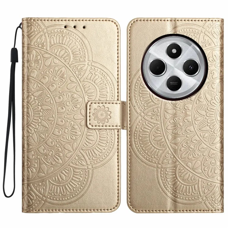 For Xiaomi Redmi 14C 4G Leather Case with Card Slots Mandala Pattern Phone Cover Stand