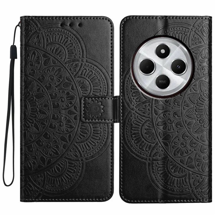 For Xiaomi Redmi 14C 4G Leather Case with Card Slots Mandala Pattern Phone Cover Stand
