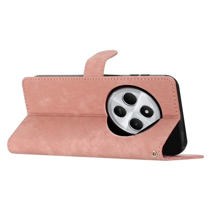 For Xiaomi Redmi 14C 4G Case with Card Clots Skin-Touch PU Leather Phone Cover Stand