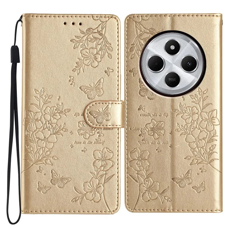 For Xiaomi Redmi 14C 4G Wallet Phone Case Butterfly Floral Imprint Leather Flip Cover