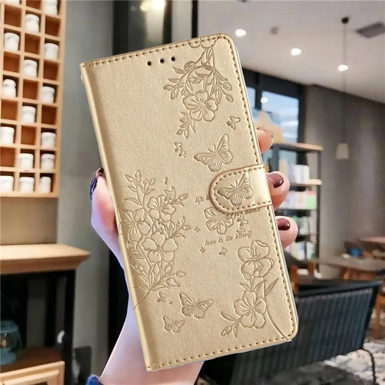 For Xiaomi Redmi 14C 4G Wallet Phone Case Butterfly Floral Imprint Leather Flip Cover