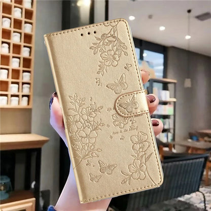 For Xiaomi Redmi 14C 4G Wallet Phone Case Butterfly Floral Imprint Leather Flip Cover