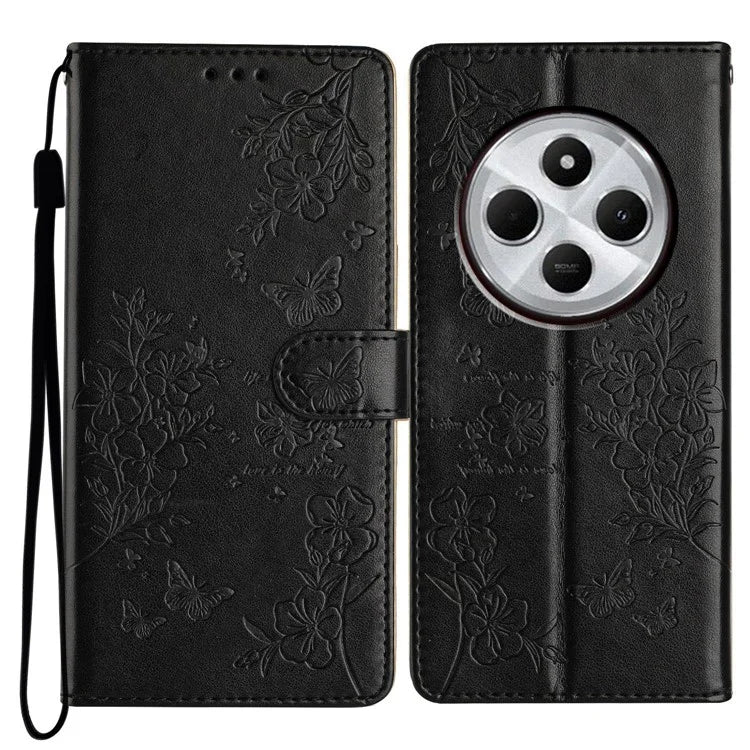For Xiaomi Redmi 14C 4G Wallet Phone Case Butterfly Floral Imprint Leather Flip Cover