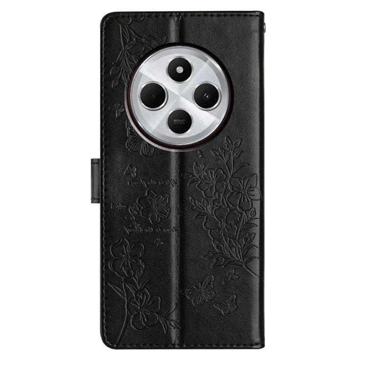 For Xiaomi Redmi 14C 4G Wallet Phone Case Butterfly Floral Imprint Leather Flip Cover