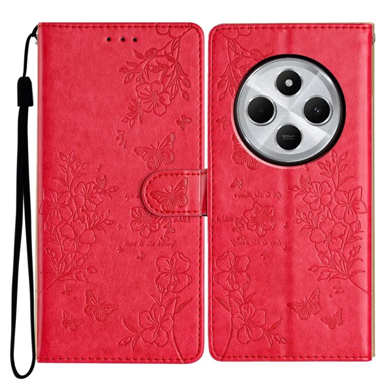 For Xiaomi Redmi 14C 4G Wallet Phone Case Butterfly Floral Imprint Leather Flip Cover