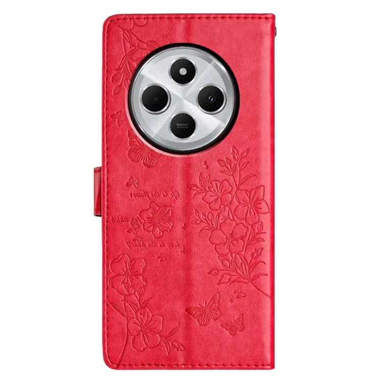 For Xiaomi Redmi 14C 4G Wallet Phone Case Butterfly Floral Imprint Leather Flip Cover