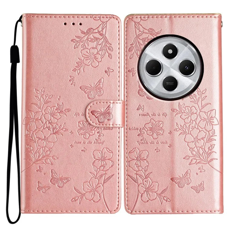 For Xiaomi Redmi 14C 4G Wallet Phone Case Butterfly Floral Imprint Leather Flip Cover