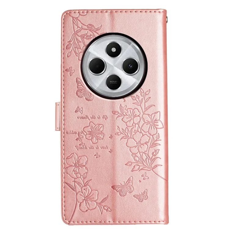 For Xiaomi Redmi 14C 4G Wallet Phone Case Butterfly Floral Imprint Leather Flip Cover