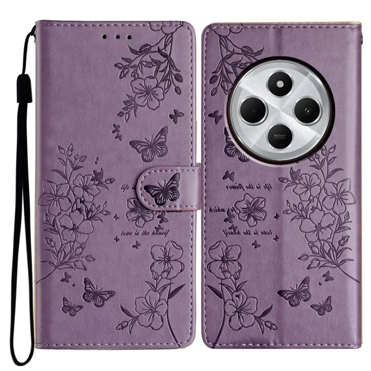 For Xiaomi Redmi 14C 4G Wallet Phone Case Butterfly Floral Imprint Leather Flip Cover
