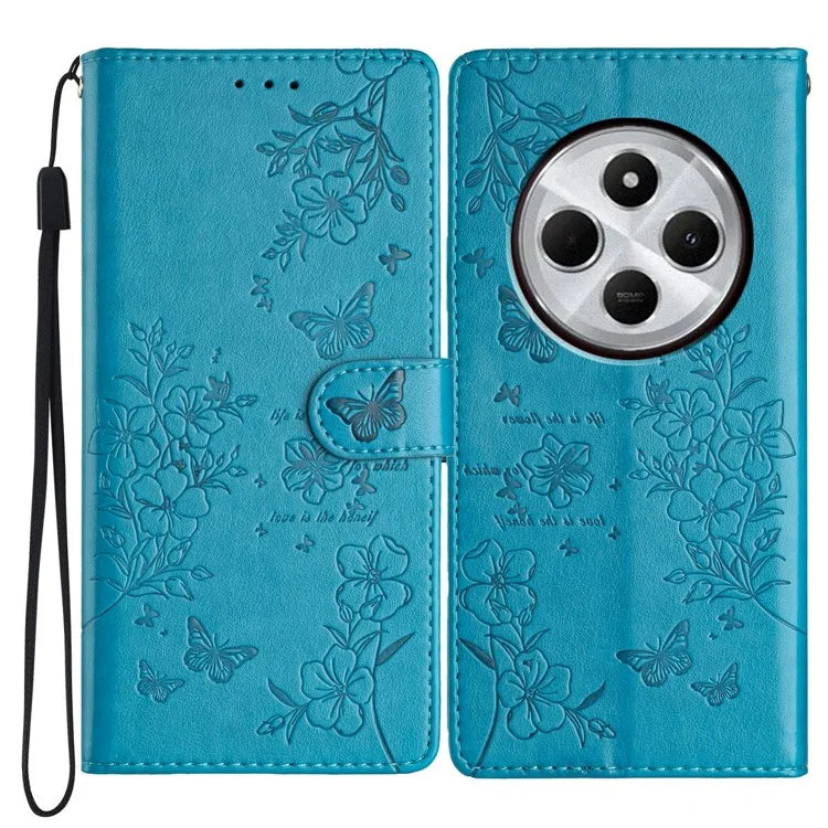 For Xiaomi Redmi 14C 4G Wallet Phone Case Butterfly Floral Imprint Leather Flip Cover