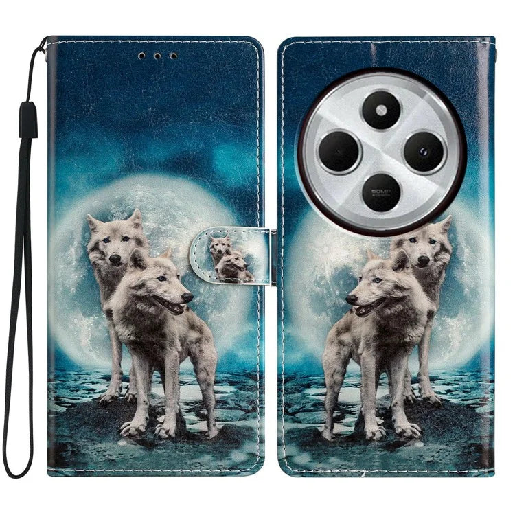 For Xiaomi Redmi 14C 4G Wallet Case PU Leather Pattern Printing Stand Phone Cover with Strap