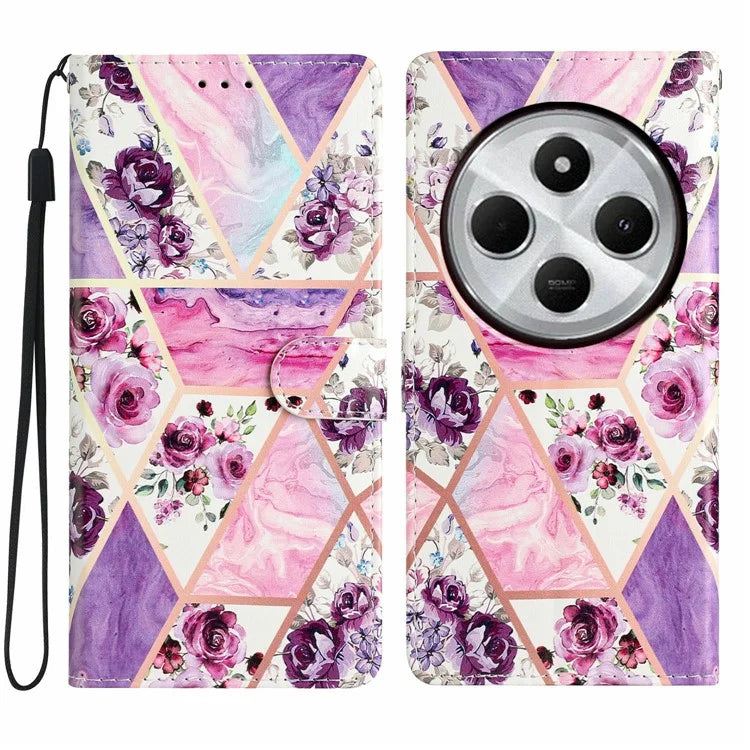 For Xiaomi Redmi 14C 4G Wallet Case PU Leather Pattern Printing Stand Phone Cover with Strap