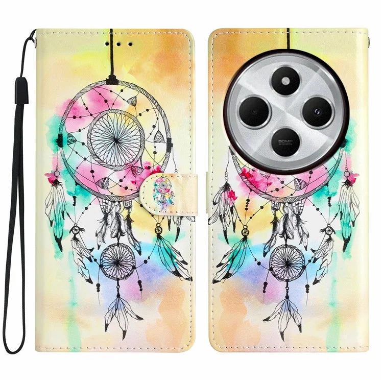 For Xiaomi Redmi 14C 4G Wallet Case PU Leather Pattern Printing Stand Phone Cover with Strap