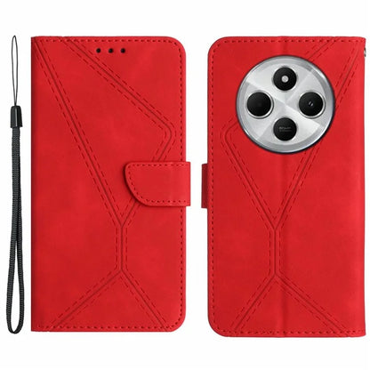 HT05 For Xiaomi Redmi 14C 4G Case Skin-Touch Lines PU Leather Flip Phone Cover