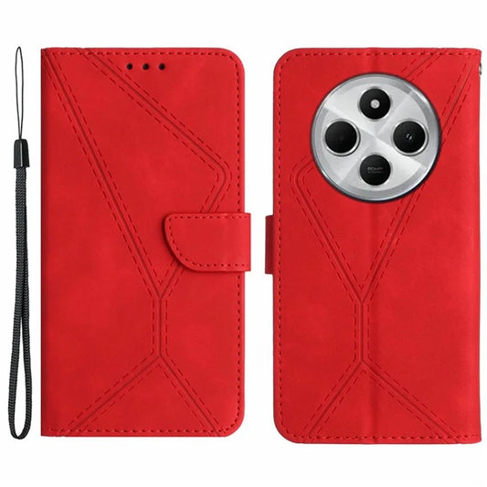 HT05 For Xiaomi Redmi 14C 4G Case Skin-Touch Lines PU Leather Flip Phone Cover