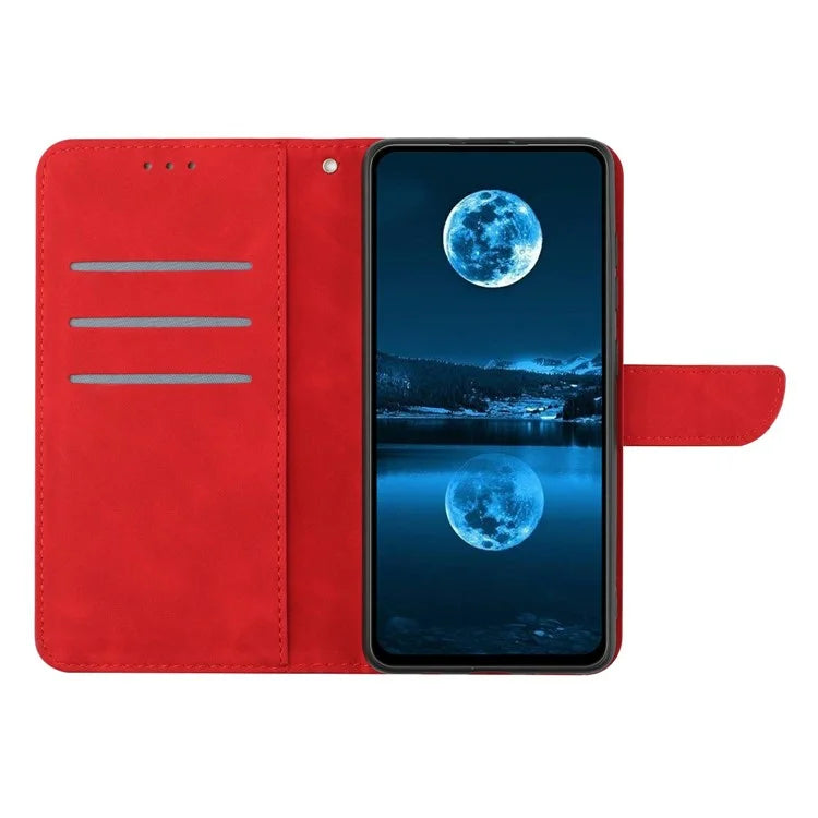 HT05 For Xiaomi Redmi 14C 4G Case Skin-Touch Lines PU Leather Flip Phone Cover