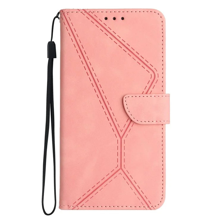 HT05 For Xiaomi Redmi 14C 4G Case Skin-Touch Lines PU Leather Flip Phone Cover