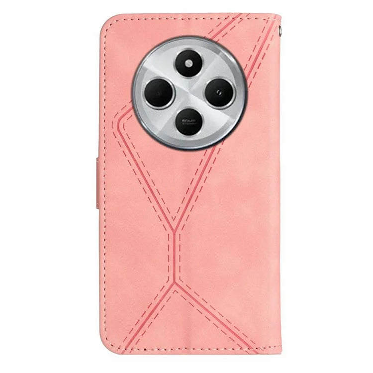 HT05 For Xiaomi Redmi 14C 4G Case Skin-Touch Lines PU Leather Flip Phone Cover