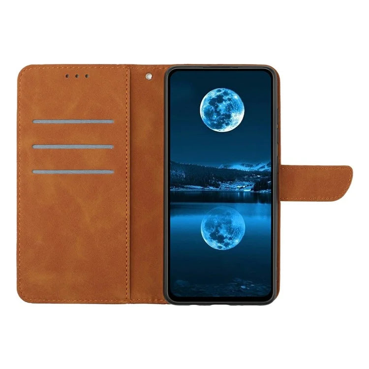 HT05 For Xiaomi Redmi 14C 4G Case Skin-Touch Lines PU Leather Flip Phone Cover