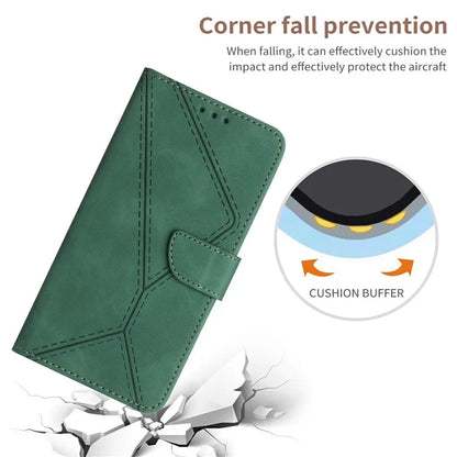 HT05 For Xiaomi Redmi 14C 4G Case Skin-Touch Lines PU Leather Flip Phone Cover
