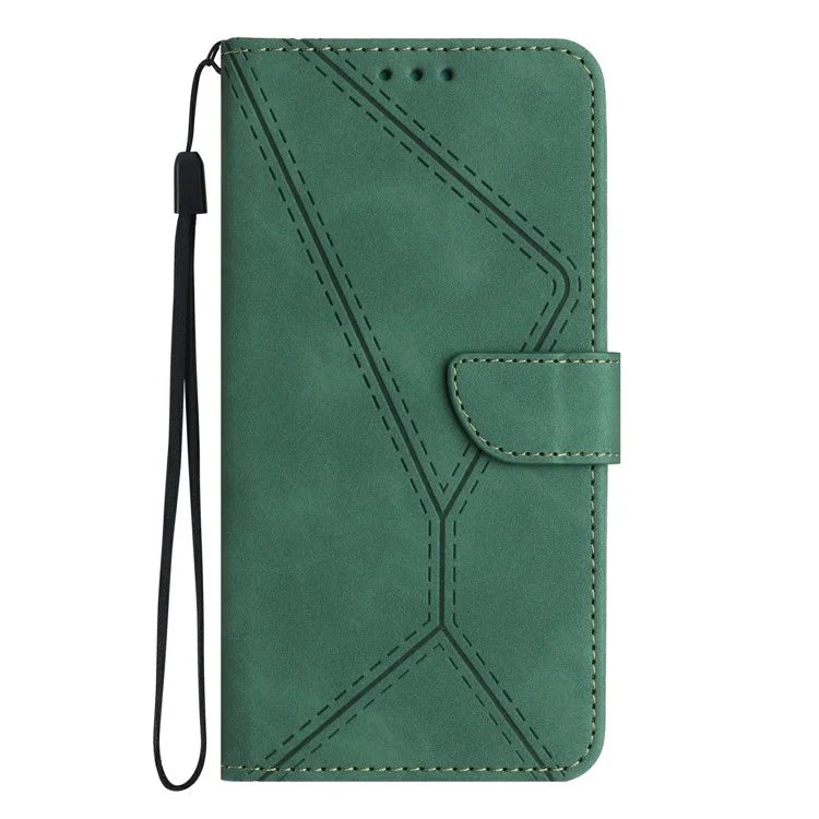 HT05 For Xiaomi Redmi 14C 4G Case Skin-Touch Lines PU Leather Flip Phone Cover